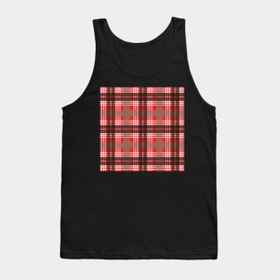 Red, Black and White Scottish Tartan Style Design Tank Top